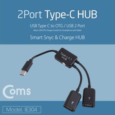 Coms USB 3.1 허브(Type C) USB A 2Port(2포트) / Type C OTG 케이블 IE304, 본상품선택, 1개