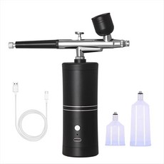 New Airbrush Kit 무선 충전식 압축기 에어 브러시 세트 자동으로 모델 페인팅 못 메이크업을 처리합니다., 검은색