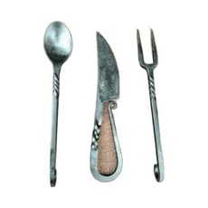 트위스트 단조 식기 세트 바이킹 나이프 스푼 포크 3개 블랙