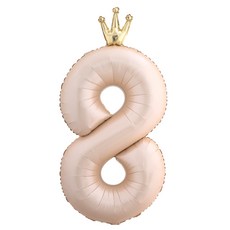 해피제이니 왕관 초대형 숫자 은박 풍선 대형(공기주입 스트로우 동봉), 1개, 크림왕관8