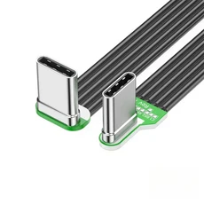 평면 실리콘 USB C to 케이블 (왼쪽/오른쪽 각도) 카메라 폰용 65W 고속 충전 2.0 데이터 전송, 07 04