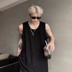 肌理感背心男士百搭2024夏季新款青少年運動寬鬆打底無袖t卹坎肩