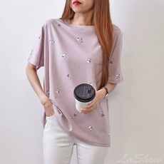 滿版史奴查理T #1826 滿版卡通人物印花 超級可愛 減齡 舒適好穿, 1個, 紫色,F