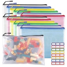 24개 지퍼 파우치 가방 A4 교실 정리용 보드 게임 및 퍼즐 보관 여행용 파일 사무용품용, Multicolored 12pcs/a4