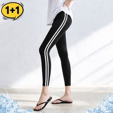 1+1 아이스쿨 옆라인 9부 레깅스 [국내생산 프리미엄] M~4XL 빅사이즈 요가 헬스 런닝