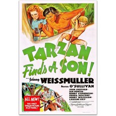 1939 정글 모험 빈티지 영화 포스터 – 고전 아트 프린트 13x19인치, 7.5x11"