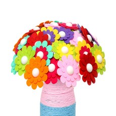 蓝天嗨購 英文包裝鈕扣花束diy兒童手工製作材料包手捧花幼兒園益智盆栽, 約30只-迎春花