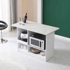 가온리빙 올리앤 1200 아일랜드 식탁 겸 렌지대 홈바/아일랜드식탁, 오픈형화이트+화이트대리석무늬상판