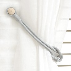 로즈퀸 우드버튼 마그네틱 커튼 타이백 52cm, 2개, 그레이