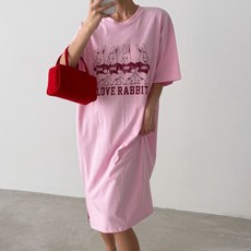 면100 토깽이 반팔 h라인롱원피스 여성 여름 오버핏롱원피스 무릎기장 홈웨어 데일리 임산부