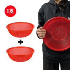 다온홈 원형 플라스틱 소쿠리 채반 바구니 2개입, 1세트, 레드