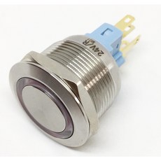 佑齊企業 iCmore 24V 22mm不銹鋼自復帶燈環形防水金屬按鈕開關(含稅), 綠色燈, 1個