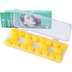 수면 수영용 이어플러그 10쌍 - 재사용 가능한 노이즈 캔슬링 소프트 실리콘 젤 왁스 코골이 수영 여행 목욕 콘서트 및 공부용 보라색 원 사이즈, Yellow, One Size