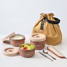 돌아라 304 스텐 도시락통 전자레인지 분리형 도시락, 1세트, 카키