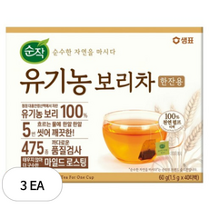 순작 유기농 보리차 한잔용, 1.5g, 40개입, 3개