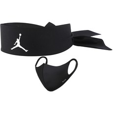 NIKE JORDAN圖案運動頭帶+口罩, 黑色