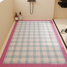 臺灣熱銷 簡約多巴胺透水絲圈地墊 入戶玄關防塵耐磨門墊 浴室門口防滑腳墊, 半輪水灣,120*160cm【透水絲圈】, 1個