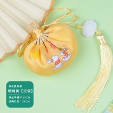 卯兔流蘇香包 祈福車用吊飾, 1個, G007緗綺黃蓮花流蘇,空袋