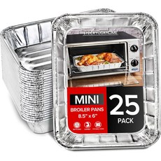 집에 25팩을 준비하세요 - 미니 토스터 오븐 브로일러 팬 1인용 개인용 및 기숙사 방 8.5인치 x 6인치 작은 케이크나 개별 식사에 적합합니다