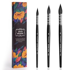 수채화 브러시 세트 페인트 브러쉬 페인트 브러시 세트 3개 브러쉬 합성 다람쥐 헤어 페인트 브러쉬 키트 아티스트 수채화 아크릴화 구아슈 화재 시리즈 다목적, 1개, 상세페이지 참조