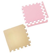 新生活家 2cm厚防護巧拼地墊-莫蘭迪色系32x32x2cm (16片入)，安全無毒加厚巧拼，寶寶爬行遊戲防護墊, 1個, 莫蘭迪奶茶+莫藍迪粉(共16片)