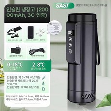 프리미엄 휴대용 인슐린 스트립 냉각 주사기 보냉 약품, 플레인블랙 0 + 가방 + 2WmAh3C인증, 1L