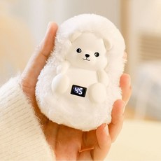 보슬보슬 포근한 판다 북극곰 포켓 주머니 미니 손난로 대용량 배터리 온도조절 세련 디자인 코디 용이 통근 필수템, 1800mah, 통통이 북극곰