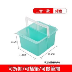 顔料洗筆筒 多功能洗筆筒 可插筆調色盤 刷筆筒 水粉 水彩顔料 調色盤 繪畵工具套裝 繪畫水桶 9Y9J, 二合一綠色水桶, 1個