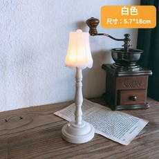 kiki復古小夜燈電池款 歐式小檯燈 宿舍臥室裝飾 床邊燈 復古擺件, 白色小夜燈【+10個電池】