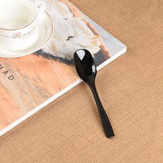 머스코 숟가락 디저트 시리얼 스푼 다용도, 1개, 두꺼워진 오리주둥이 블랙벌크100개 16cm