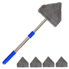 앞유리 청소 도구 재사용 및 세척 가능한 초미세 섬유 패드 4개 장착 33~42.4cm(13~16.75인치) 확장 손잡이는 180° 회전 가능 자동차 유리 가정용 창문, 앞유리 청소 도구, 재사용 및 세척 가능한 초미세 섬유