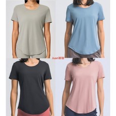 裸感運動短袖女寬鬆跑步瑜伽服健身上衣，透氣舒適，多色可選