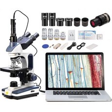 SWIFT 삼안 화합물 현미경 SW350T 40X-2500X 배율 시덴토프 헤드 연구 2층 기계식 스테이지 1.3mp 카메라 소프트웨어 윈도우 맥 호환, SW350T w/ 2.0 MP Camera