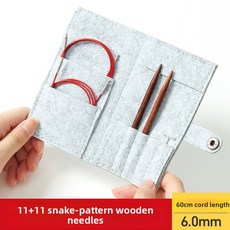 푸라다 뱀피 무늬 원형 바늘 세트 손뜨개질 도구 키트 분리형 홈 텍스타일 DIY 바느질 재료, 10 펠트 뱀무늬목 11+11[6.0mm] 20 60줄