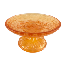 橘色花紋祭祀供盤，穩固底座設計，易於清潔，增添祭祀莊重感, 1個