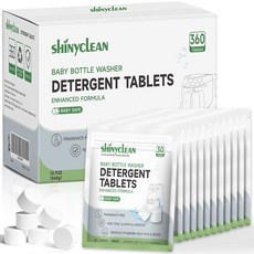 반짝이는 깨끗한 젖병 세척제 천연 효소 세제 딥 클리닝 염소 및 향료 없음 잔여물 없음(120개(1팩, 360 Count (Pack of 1)