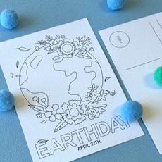 지구의 날 쉬운 색칠 엽서 도안 편지쓰기, 1개