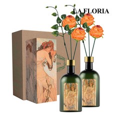 라플로리아 꽃 디퓨저, 2개, 500ml, S4.신혼부부꽃향/A10.둥근장미(소)-L12/오렌지