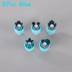 3/5/8개입 프레스드 과일 프린팅 커팅 플라워 야채 주방 엠보싱 비스킷 쿠키 몰드 어린이 도시락용, 02 5Pcs Blue