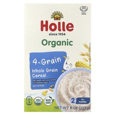 홀레 유기농 4곡 통곡물 시리얼 6개월 이상 8 oz (227 g) Holle Organic 4-Grain Whole Grain Cereal 6+ Months 8 oz, 227g, 1개