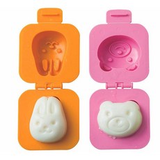 일본 코쿠보/삶은 계란 성형틀 (모양틀) 2P/주먹밥틀/예쁜도시락 만들기, 1개, KK-186토끼n곰2P세트(렌덤컬러)