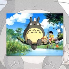 미야자키 하야오 애니메이션 무비 유화 DIY 아트 취미 명화그리기 장식, 30x40cm, 이웃집 토토로 C, 1개
