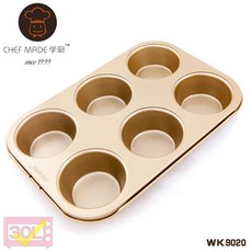 愛廚房 WK9020香檳金馬芬模6入/金色6連瑪芬蛋糕模/烘培烤模/30公升烤箱適用, 1個, 1入