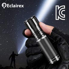 Eclairex 알루미늄합금 미니 손전등 3단 조절 초강력 led 손전등 충전식 후레쉬, 블랙, 1개