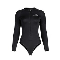 DIVE&SAIL 2mm 連身潛水服 自由潛水服 水母衣 防寒衣 浮潛衝浪女防寒泳衣, 黑色,XS