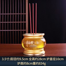 琉璃電子香爐上香家用仿真燭台供奉財神觀音LED插電燃香爐長明燈 3.5寸琉璃電子香爐 佛字款, 3.5寸琉璃電子香爐-佛字款/個