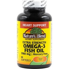 Nature's Blend Fish Oil 1760 mg Omega 3 Extra Strength - 60 Softgels, Nature's Blend Fish Oil 1760 m, 1개, 60정