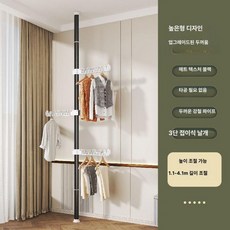 문씨오 스탠드형 빨래건조대 실내용 무타공 창문 베란다 옷걸이형, 대형, 4.1m 높이 3날개 매트텍스처 블랙 1인용