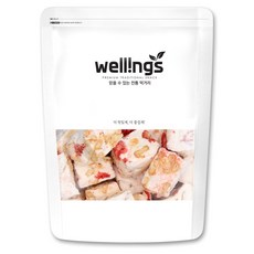 웰링스 대용량 설화 눈꽃 마시멜로우 누가 동결건조 과일 과자 디저트 쫀득 쿠키 딸기맛, 1개, 600g