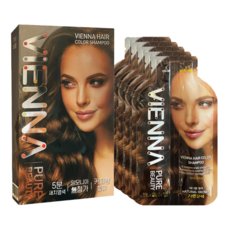 비엔나퓨어뷰티 새치 염색약 샴푸형 염색약 5분 염색 흰머리 커버 저자극 5회분, 자연갈색, 1개